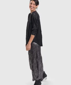 Alembika After Dark Leopard Shimmer Punto Pants, Silver Alembika