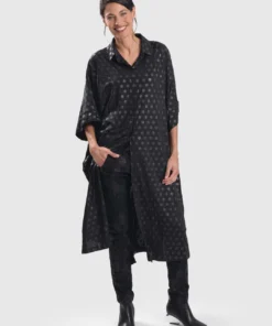 Alembika After Dark Tonal Polka Dot Shirt Dress, Circles
