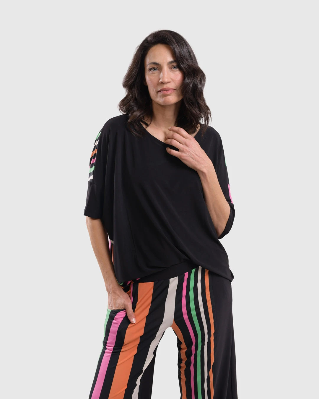 Alembika Bold Stripe Back Relaxed Top, Rainbow 3 Alembika Bold Stripe Back Relaxed Top, Rainbow