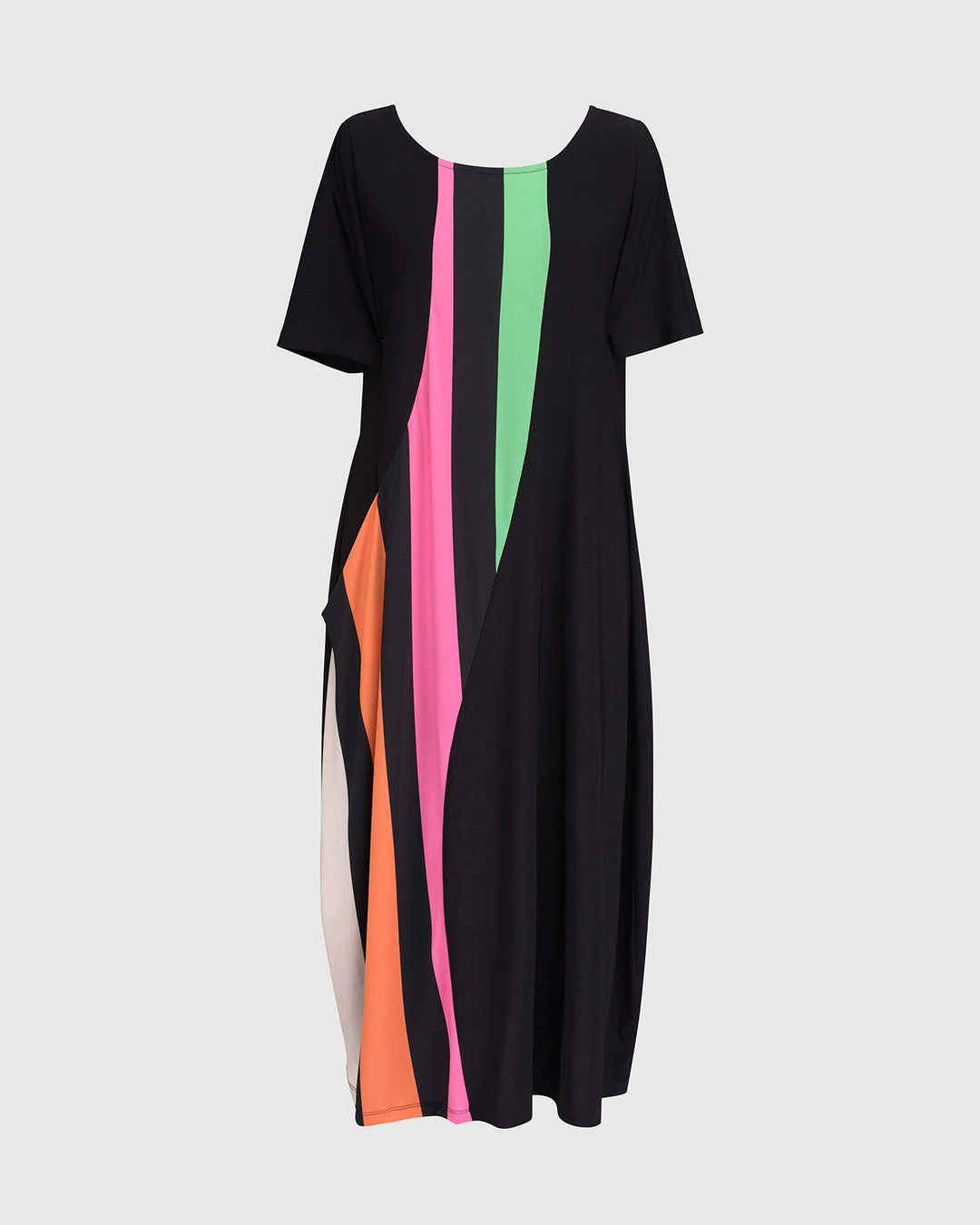 Alembika Alembika Bold Stripe Front Panel Short Sleeve Dress, Rainbow