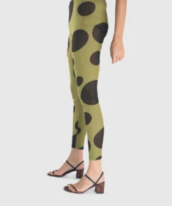Alembika Alembika Dot Mesh Leggings, Olive