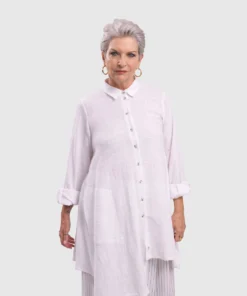 Alembika Alembika Gauze Asymmetric Shirt Tunic, White