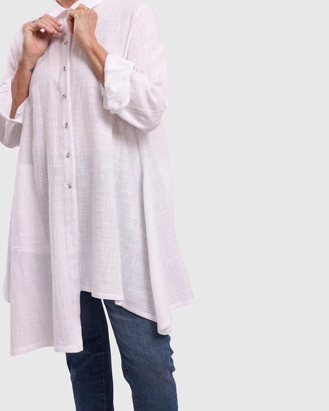 Alembika Alembika Gauze Asymmetric Shirt Tunic, White 5 Alembika Alembika Gauze Asymmetric Shirt Tunic, White