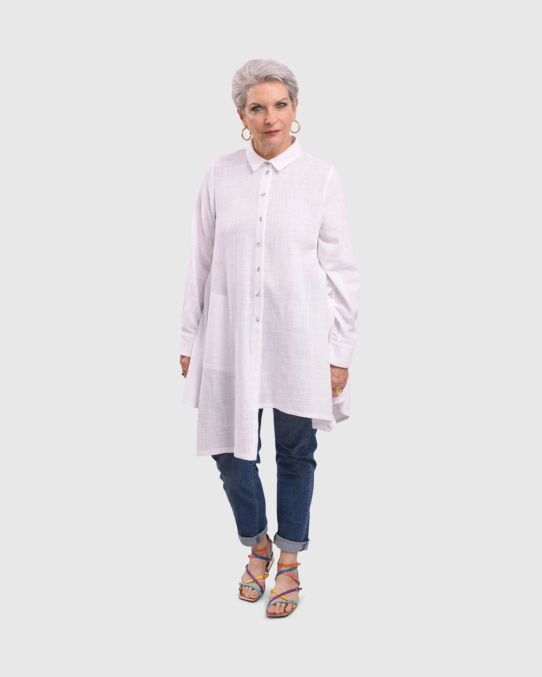 Alembika Alembika Gauze Asymmetric Shirt Tunic, White 6 Alembika Alembika Gauze Asymmetric Shirt Tunic, White