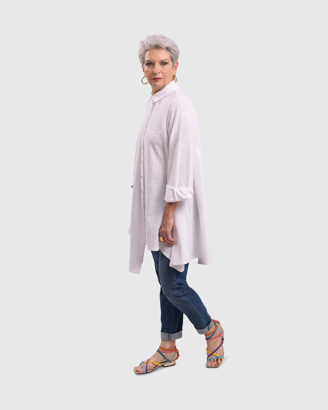 Alembika Alembika Gauze Asymmetric Shirt Tunic, White 7 Alembika Alembika Gauze Asymmetric Shirt Tunic, White