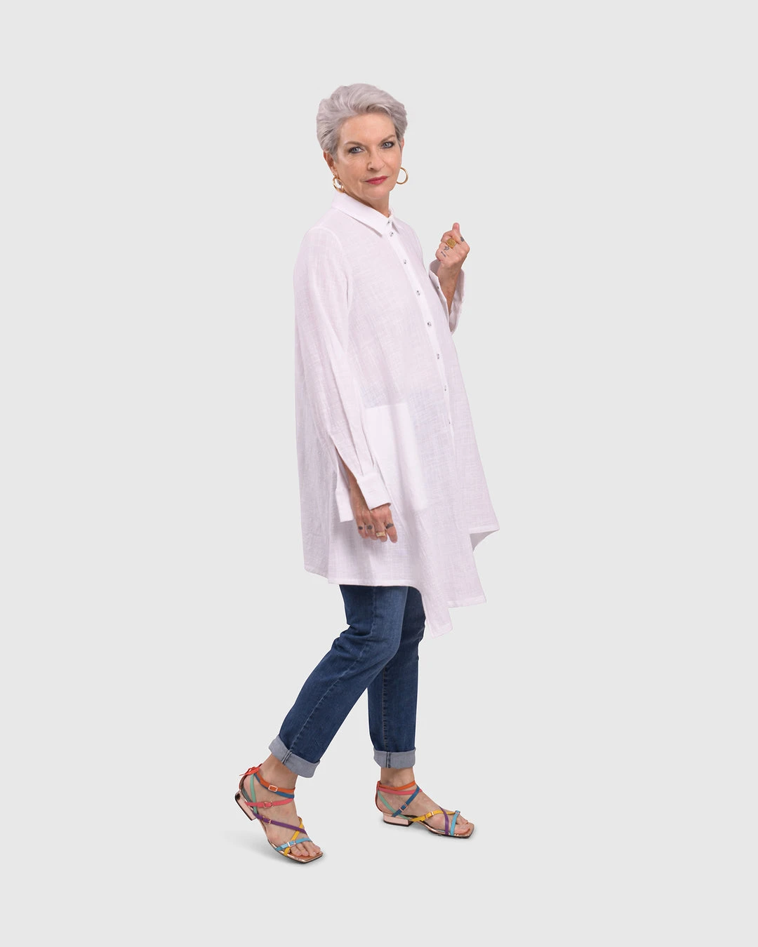 Alembika Alembika Gauze Asymmetric Shirt Tunic, White 8 Alembika Alembika Gauze Asymmetric Shirt Tunic, White