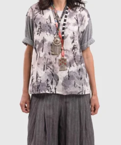 Alembika Linen Mix Boxy Top, Fog