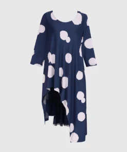 Alembika Alembika Mixed Dot Asymmetric Hi Lo Top, Navy