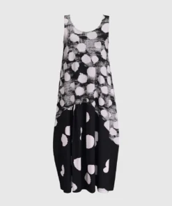 Alembika Alembika Mixed Dot Cocoon Tank Dress, Black