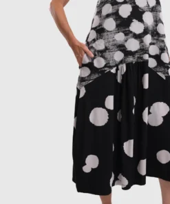 Alembika Alembika Mixed Dot Cocoon Tank Dress, Black