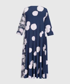 Alembika Alembika Mixed Dot V Neck A-Line Dress, Navy 19 Alembika Alembika Mixed Dot V Neck A-Line Dress, Navy