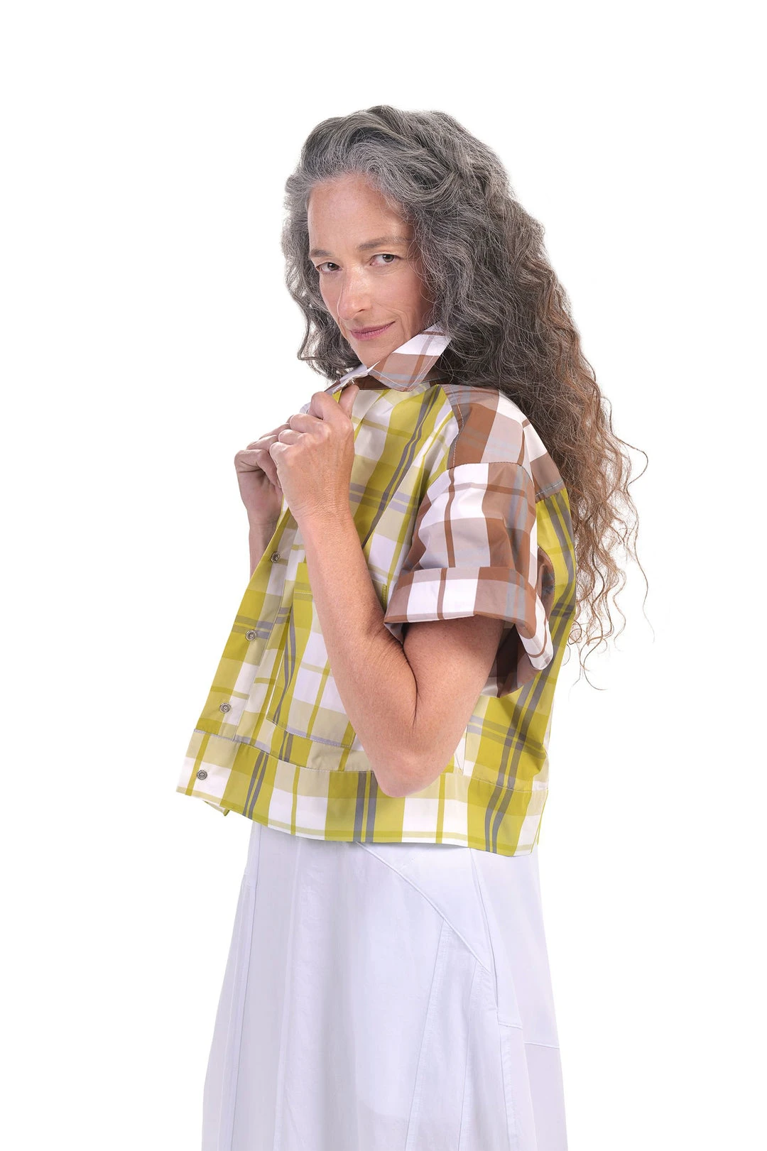 Alembika Alembika Plaid Mix Cropped Boxy Jacket, Multi 6 Alembika Alembika Plaid Mix Cropped Boxy Jacket, Multi