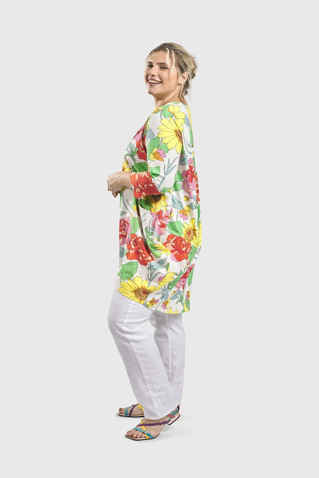 Alembika Garden Print Cocoon Tunic, Bloom Alembika