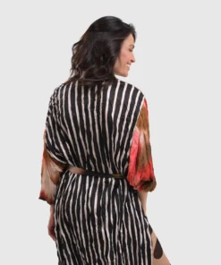 Alembika Alembika Satin Crush Mix Panel Dress, Butterfly