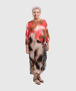 Alembika Alembika Satin Crush Mix Panel Dress, Butterfly