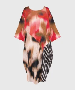 Alembika Alembika Satin Crush Mix Panel Dress, Butterfly