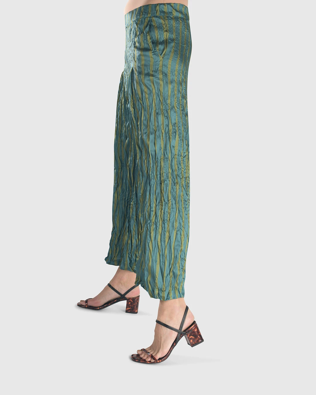 Alembika Satin Crush Striped Pant, Turquoise 4 Alembika Satin Crush Striped Pant, Turquoise