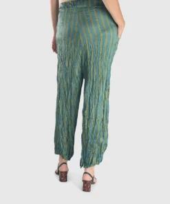 Alembika Satin Crush Striped Pant, Turquoise 12 Alembika Satin Crush Striped Pant, Turquoise