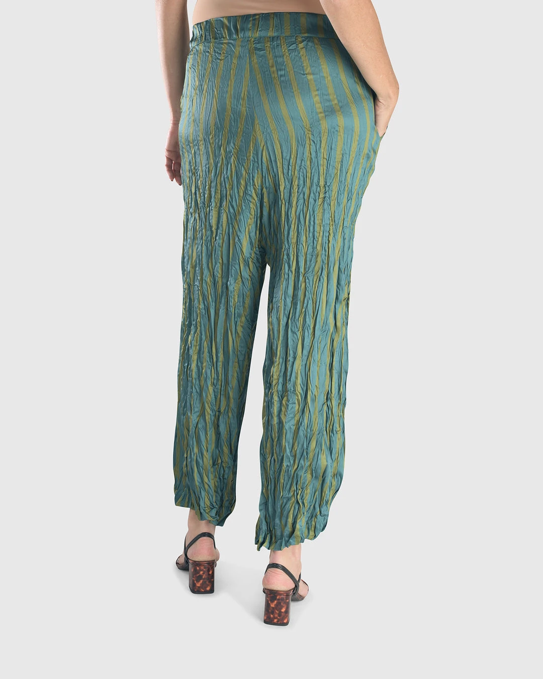 Alembika Satin Crush Striped Pant, Turquoise 5 Alembika Satin Crush Striped Pant, Turquoise