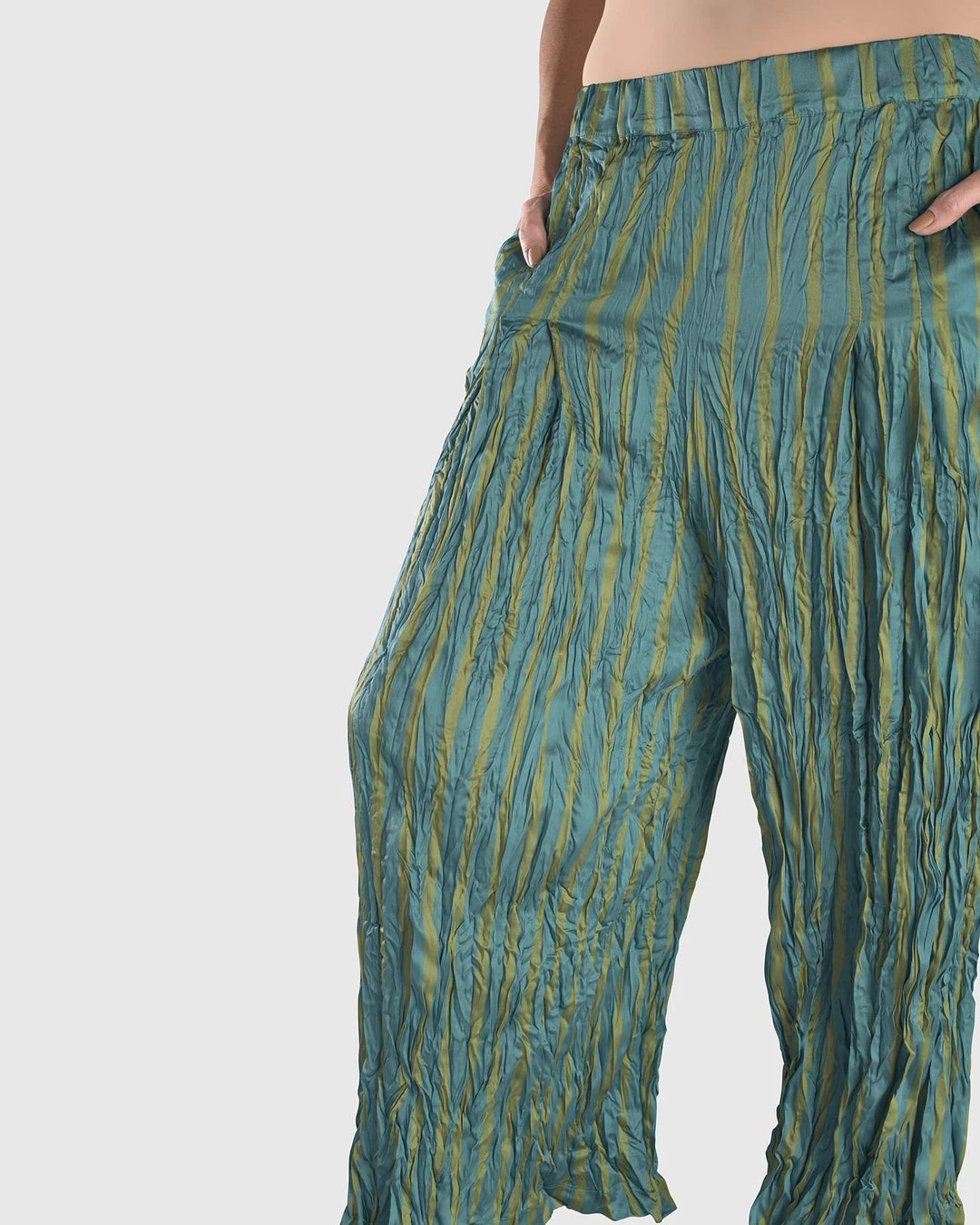 Alembika Satin Crush Striped Pant, Turquoise 8 Alembika Satin Crush Striped Pant, Turquoise