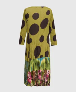 Alembika Satin Crush Trim Dot Mesh Dress, Olive Alembika