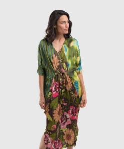 Alembika Satin Crush V Neck Dress, Aquamarine Alembika 15 Alembika Satin Crush V Neck Dress, Aquamarine Alembika