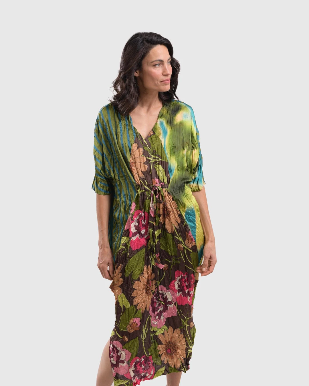 Alembika Satin Crush V Neck Dress, Aquamarine Alembika 7 Alembika Satin Crush V Neck Dress, Aquamarine Alembika