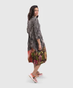 Alembika Satin Crush Wonderful Dress, Stripes