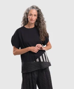 Alembika Stripe Trim Boxy Tee, Bars