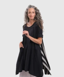 Alembika Striped Back Gauze Tunic, Black Alembika