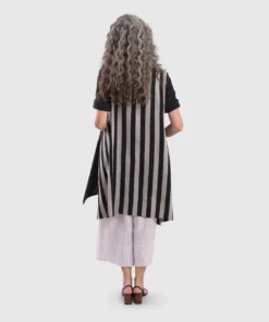 Alembika Striped Back Gauze Tunic, Black Alembika