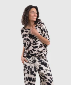 Alembika Alembika Tie Dye Print Relaxed Top, Tribal