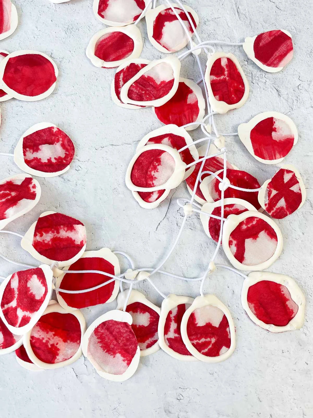 Dress To Kill Annemieke Broenink X DTK Fabric Poppy Necklace, Red Tie Dye Batik Dress To Kill