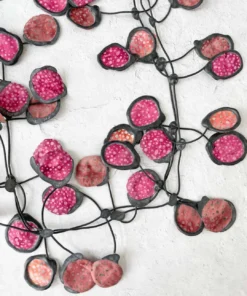 Annemieke Broenink Batik Poppy Necklace, Burgundy Annemieke Broenink