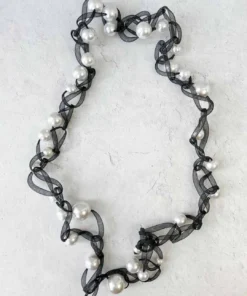 Annemieke Broenink Pearl Tulle Link Necklace, White Annemieke Broenink