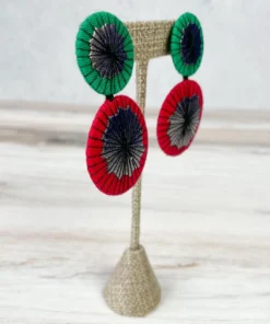 Beyond Threads Double Shiitake Earrings, Green/Red