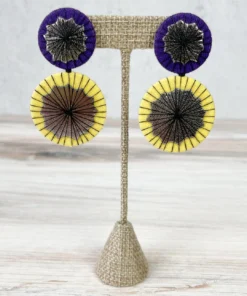 Beyond Threads Double Shiitake Earrings, Purple/Yellow