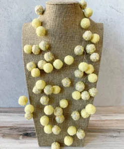 Beyond Threads Juliet Felted Ball Necklace, Lemongrass Beyond Threads