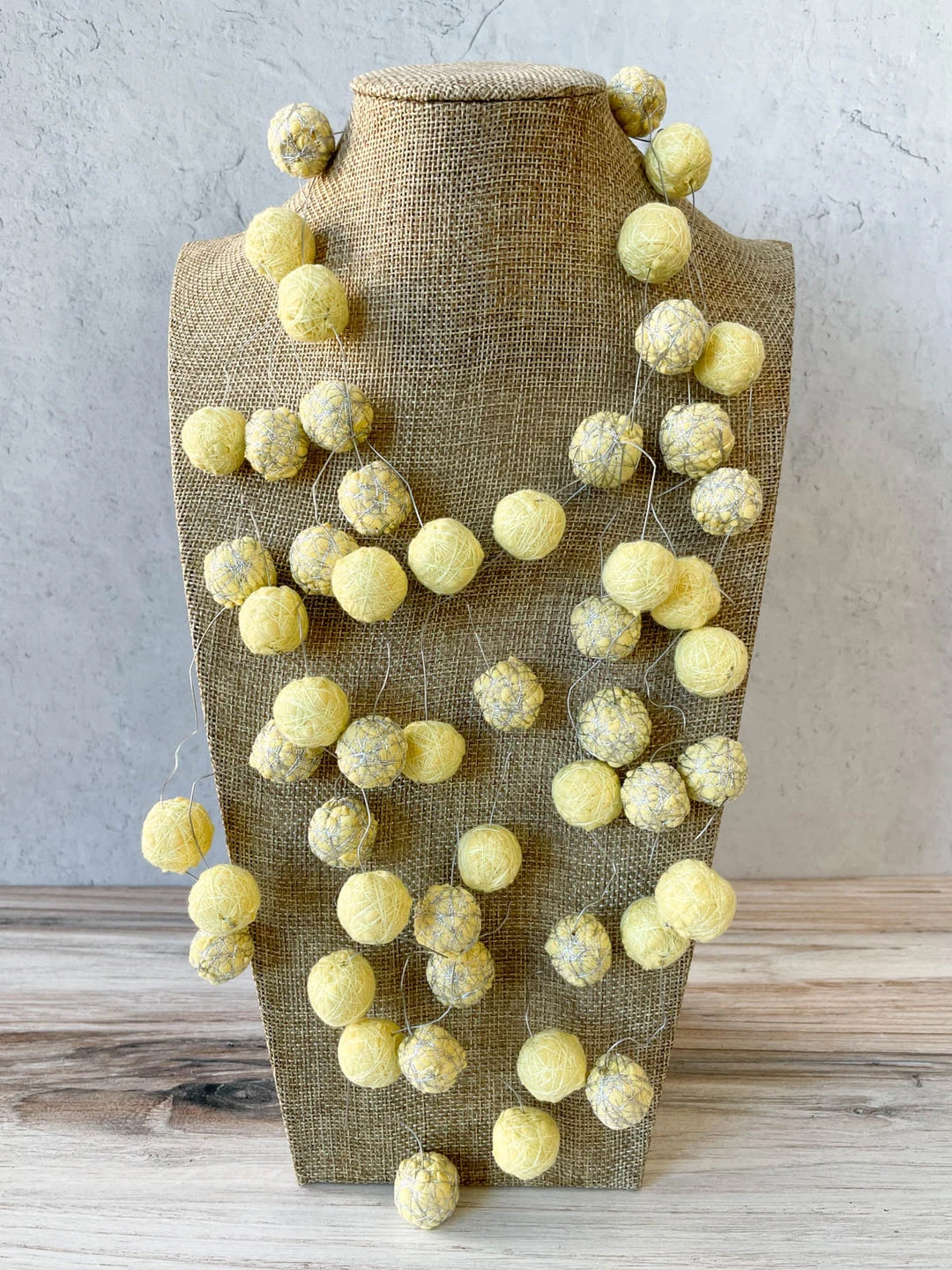 Beyond Threads Juliet Felted Ball Necklace, Lemongrass Beyond Threads 3 Beyond Threads Juliet Felted Ball Necklace, Lemongrass Beyond Threads