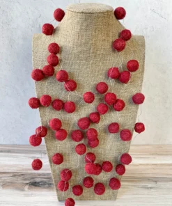 Beyond Threads Juliet Felted Ball Necklace, Red Beyond Threads