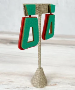 Beyond Threads Beyond Threads Trapezium Earrings, Teal