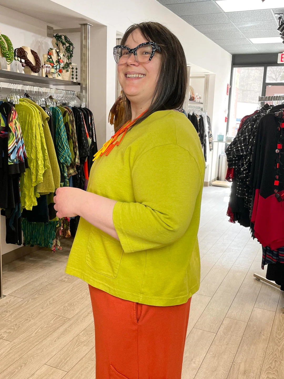 Pacificotton Bryn Walker 3/4 Sleeve Boxy Shirt, Euphorbia