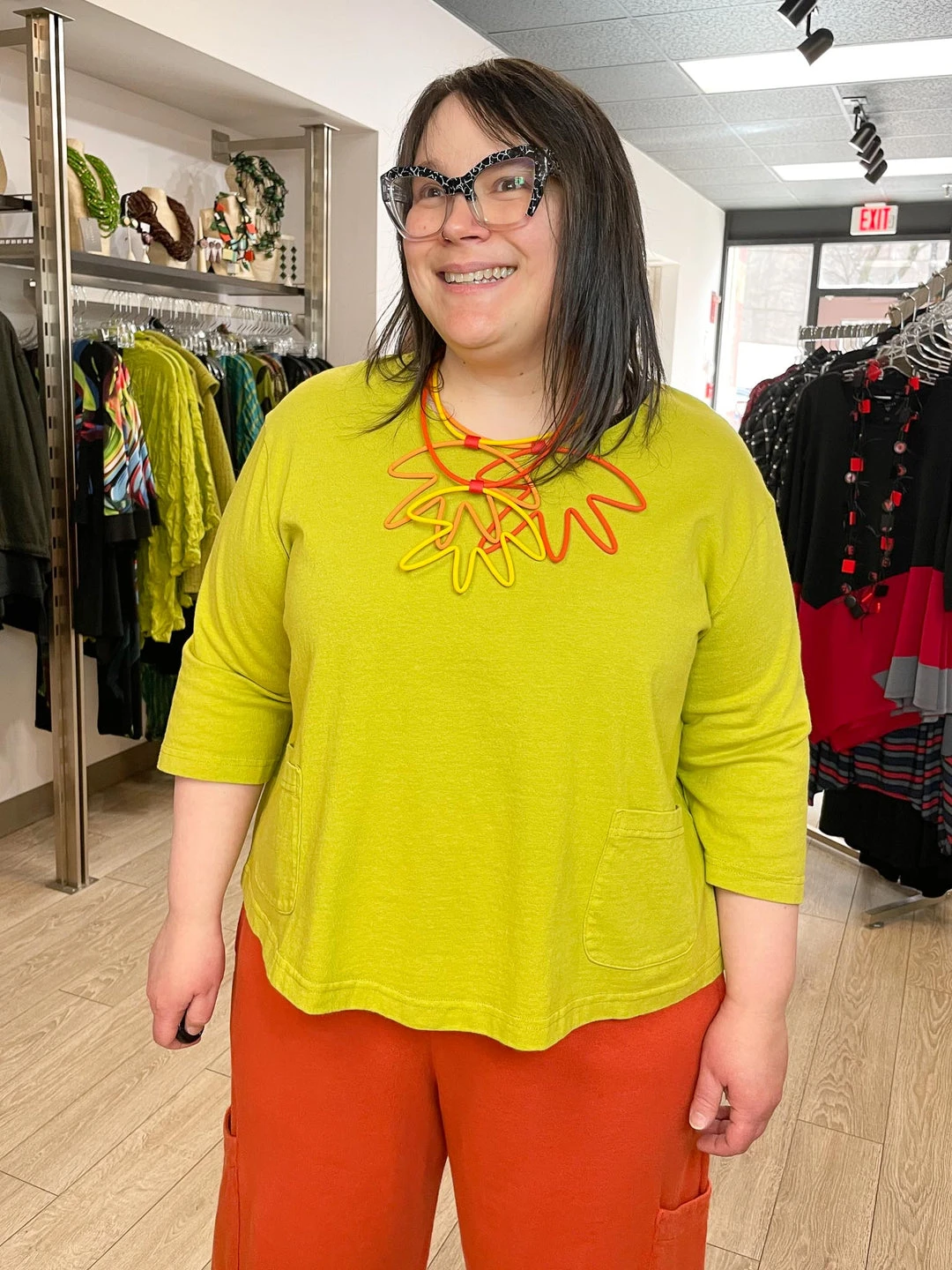 Pacificotton Bryn Walker 3/4 Sleeve Boxy Shirt, Euphorbia