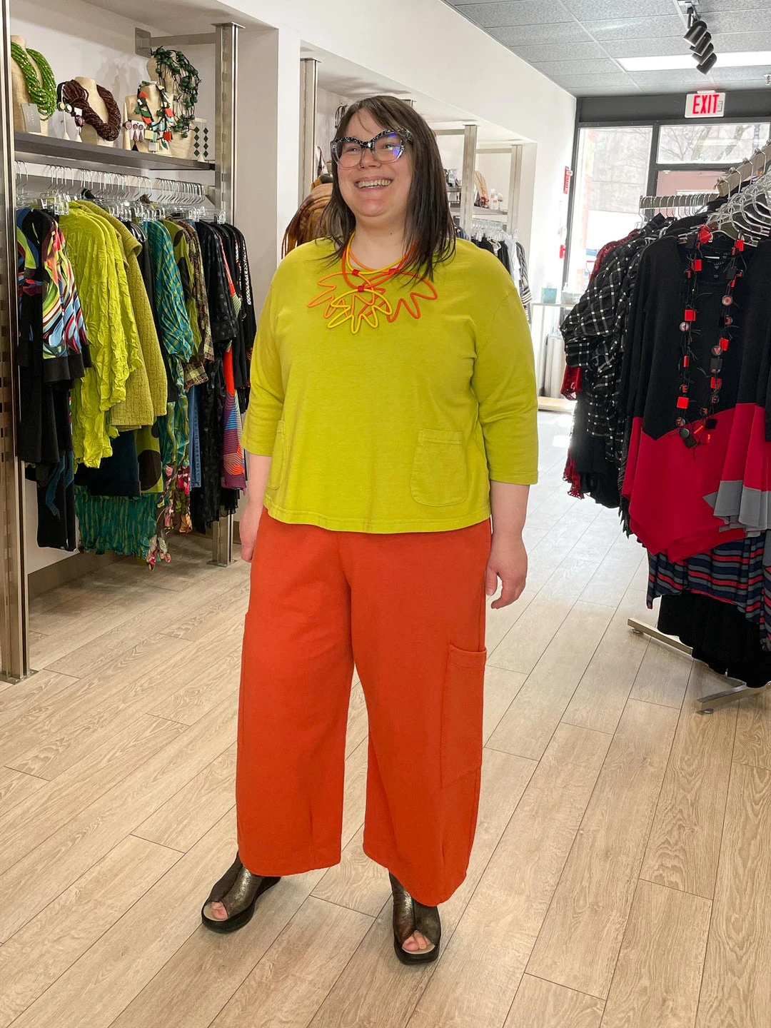 Pacificotton Bryn Walker 3/4 Sleeve Boxy Shirt, Euphorbia