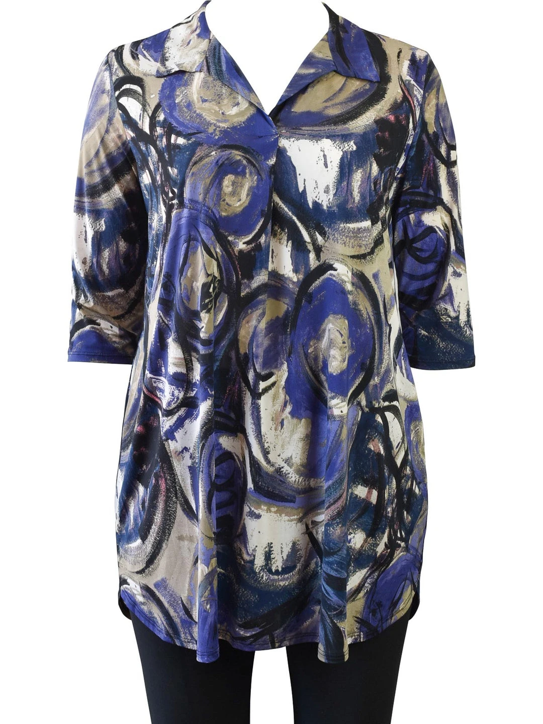 Caribe Collared Tunic Dress, Purple Multi Dresses & Jumpsuits 3 Caribe Collared Tunic Dress, Purple Multi Dresses & Jumpsuits