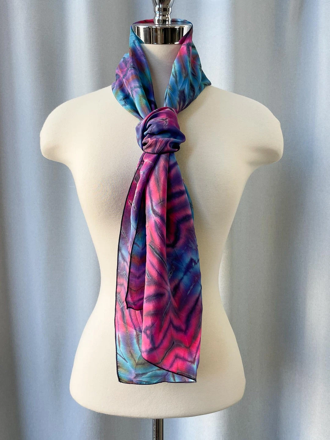 Carter Smith Shibori Rectangular Silk Scarf, Purple Pink Multi Scarves