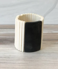 CATHs Jewelry Matchstick Rectangle Horn Cuff, Bone/Grey