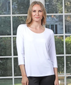 Chalet Chalet Et Ceci Jersey 3/4 Sleeve Basic Top, Black