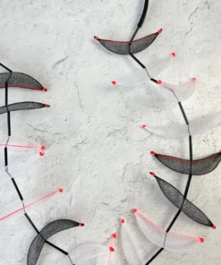 Christina Brampti Tulle Pod On Rubber Cord Necklace, Black/White/Orange 6 Christina Brampti Tulle Pod On Rubber Cord Necklace, Black/White/Orange