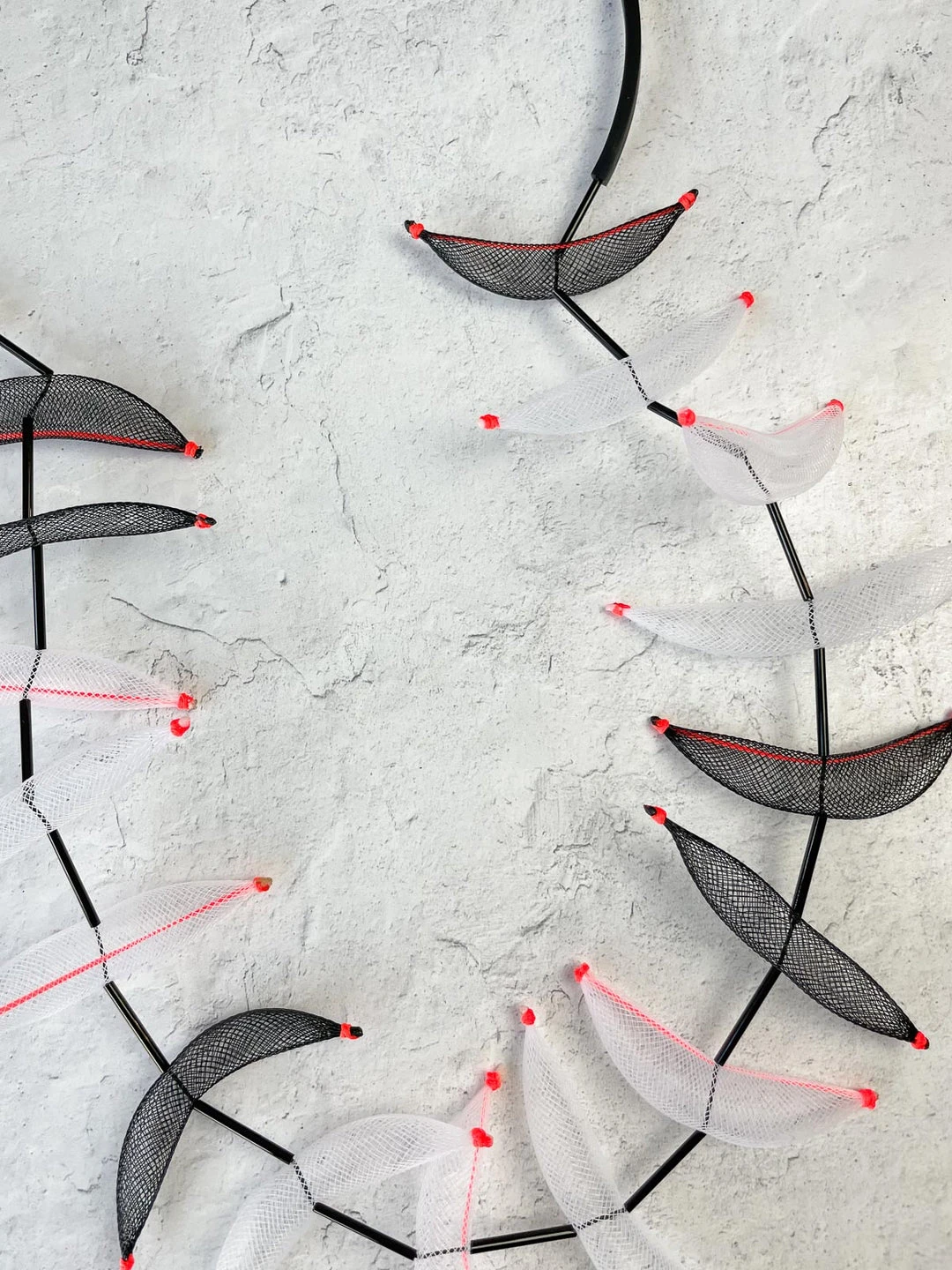 Christina Brampti Tulle Pod On Rubber Cord Necklace, Black/White/Orange 4 Christina Brampti Tulle Pod On Rubber Cord Necklace, Black/White/Orange